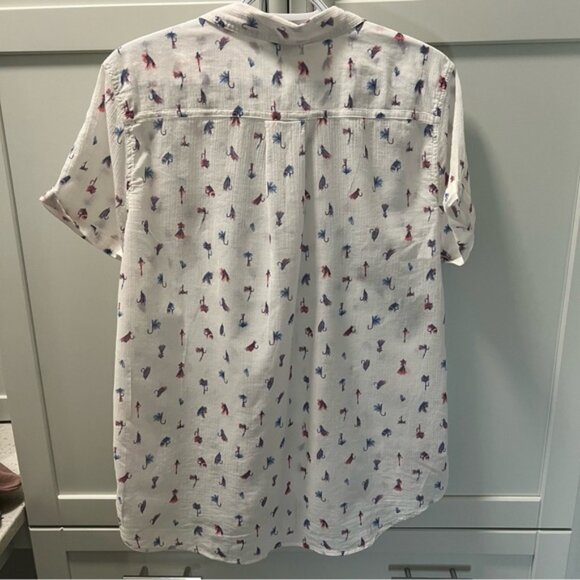 EDDIE BAUER Fishing Lure Print Button Down Shirt Women's Size Large - Picture 7 of 7